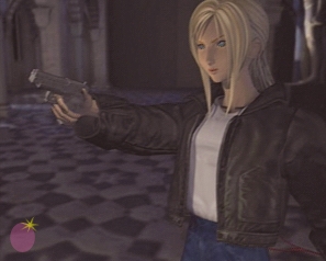 Aya, our gun-toting heroine. Note the level of detail in her jacket.